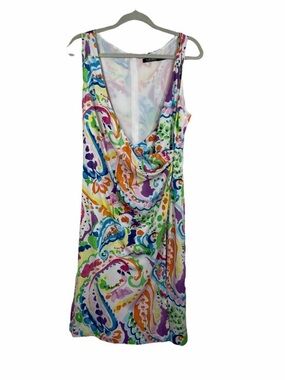 NEW Lauren Ralph Lauren Watercolor Paisley Print Faux-Wrap Size 4